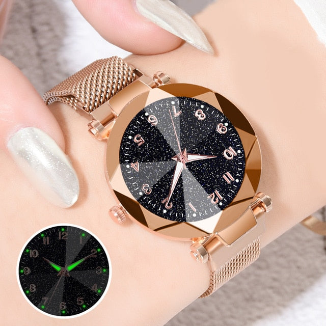 Women Watches 2019 Brand Luxury Bracelet Quartz Stainless Steel Band Magnet Buckle Starry Sky Wrist Watch Ladies Dress Clock - Betterwordz