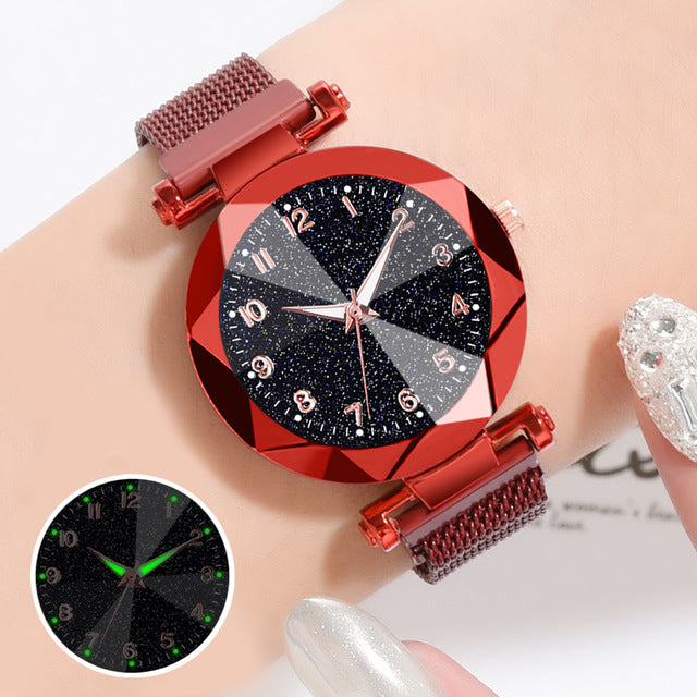 Women Watches 2019 Brand Luxury Bracelet Quartz Stainless Steel Band Magnet Buckle Starry Sky Wrist Watch Ladies Dress Clock - Betterwordz