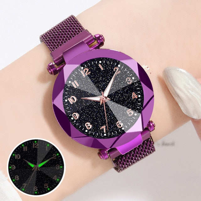 Women Watches 2019 Brand Luxury Bracelet Quartz Stainless Steel Band Magnet Buckle Starry Sky Wrist Watch Ladies Dress Clock - Betterwordz