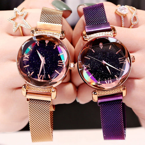 Luxury Rose Gold Women Watches Fashion Diamond Ladies Starry Sky Magnet Watch Waterproof Female Wristwatch For Gift Clock 2019 - Betterwordz